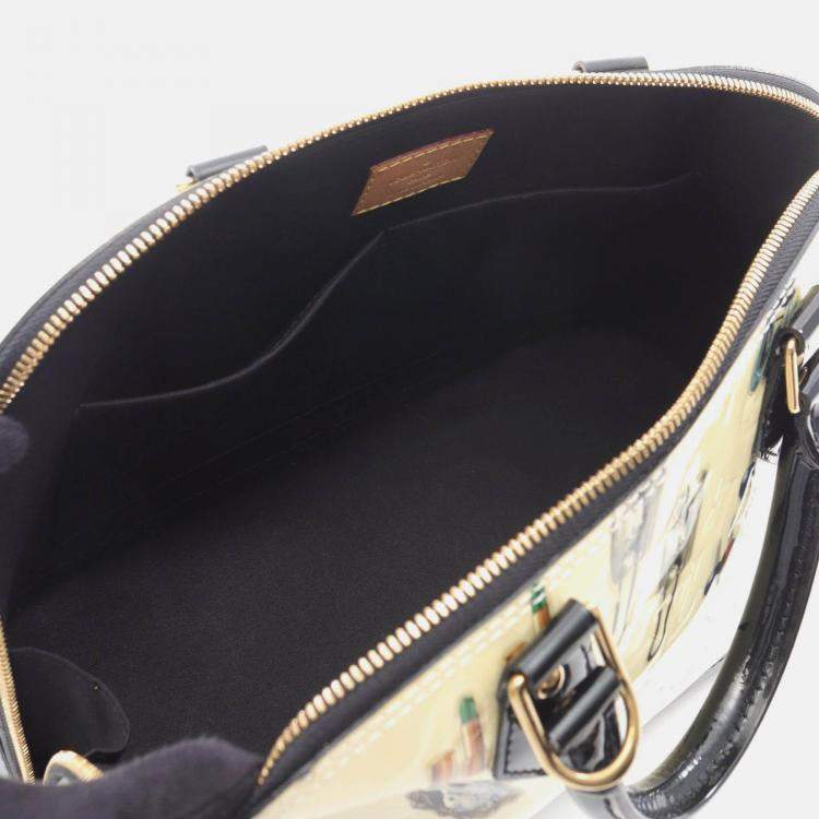 Pre Owned Louis Vuitton Alma Pm Sticker Animation Handbag  Vernis Leather White