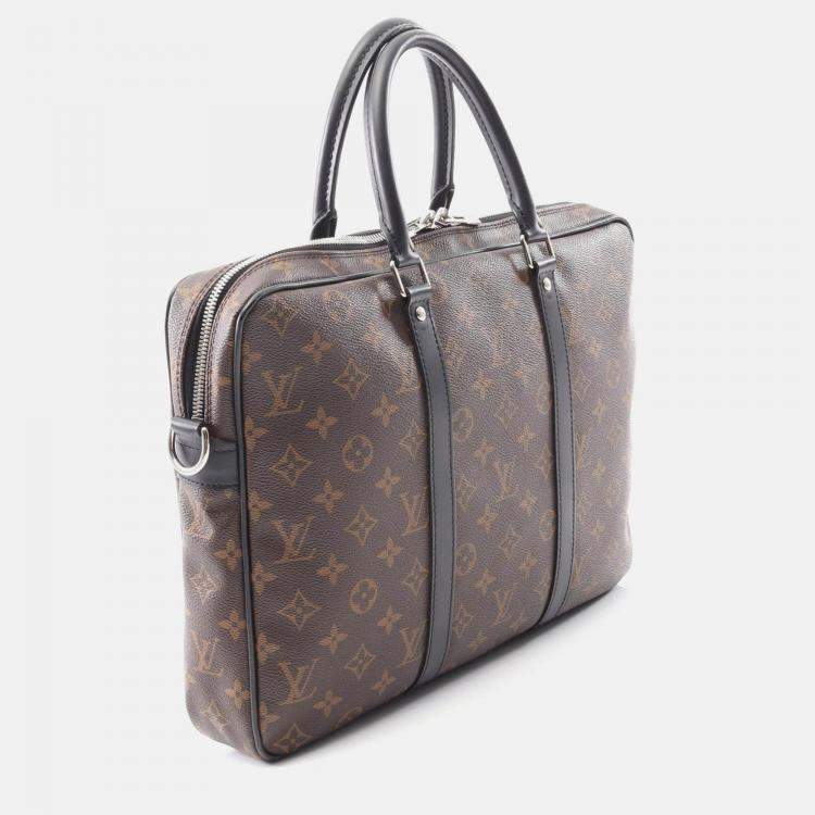 Pre Owned Louis Vuitton Porte Documents Voyage Monogram Canvas and Leather Briefcase Bag