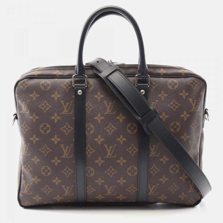 Pre Owned Louis Vuitton PDV PM Business Bag  Monogram Macassar Canvas Brown Bk