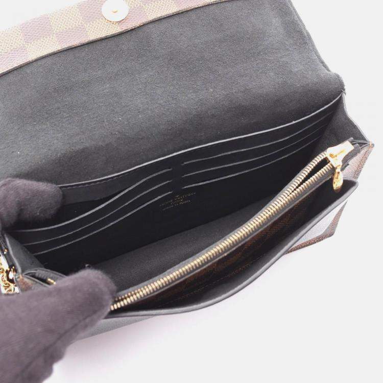 Pre Owned Louis Vuitton Portefeuille Vavin Chain Shoulder Bag  Damier Canvas Ebene