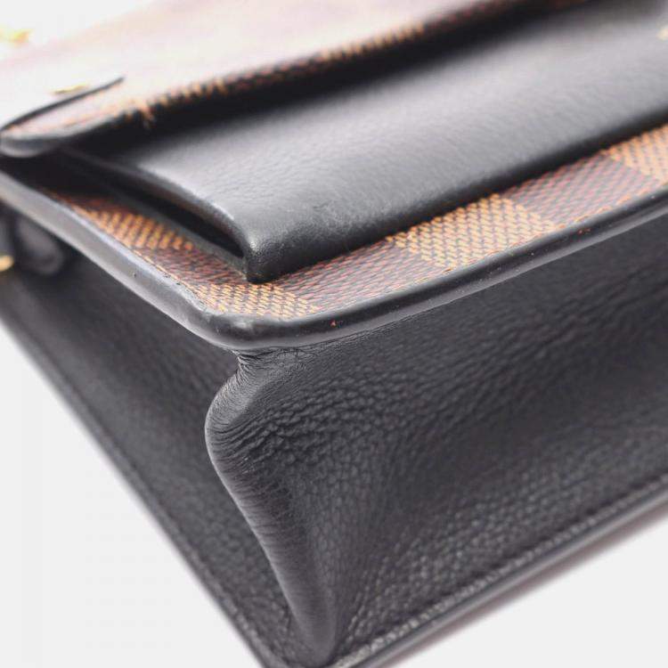 Pre Owned Louis Vuitton Portefeuille Vavin Chain Shoulder Bag  Damier Canvas Ebene