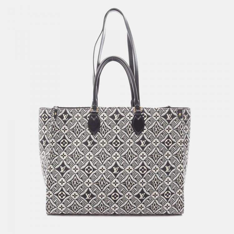 Pre Owned Louis Vuitton On The Go GM Shoulder Tote Bag  Monogram Jacquard Gray