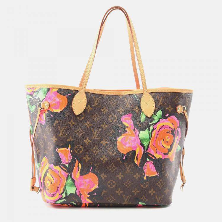 Pre Owned Louis Vuitton Neverfull MM Multicolor Monogram Rose Canvas Tote Bag