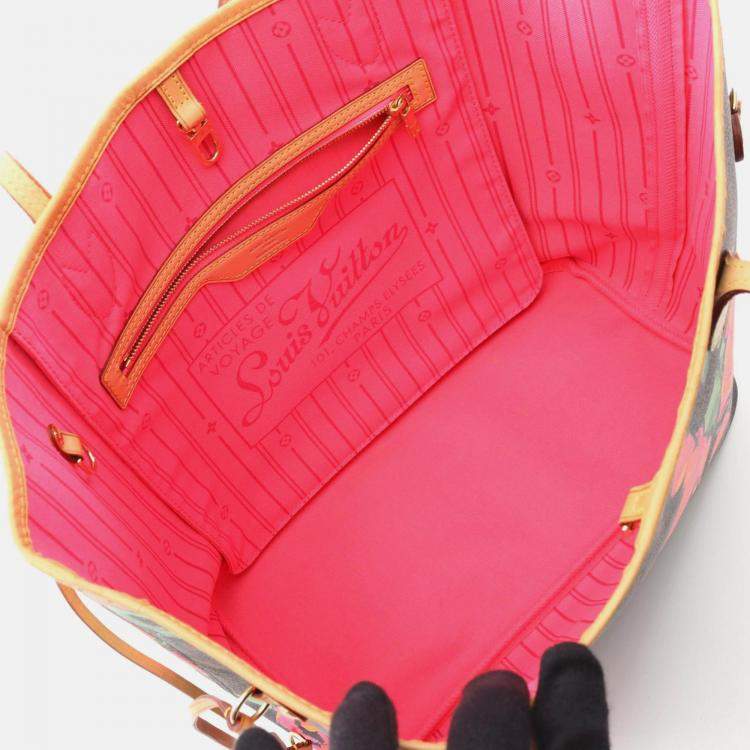 Pre Owned Louis Vuitton Neverfull MM Multicolor Monogram Rose Canvas Tote Bag