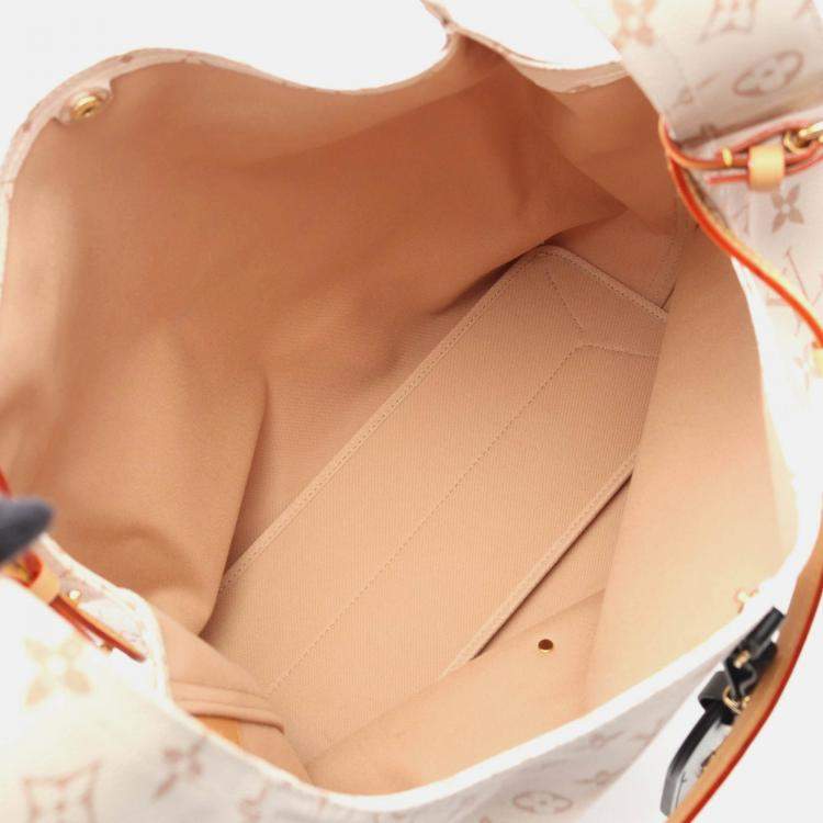 Pre Owned Louis Vuitton Atlantis GM Tote Bag  Monogram Canvas White Brown