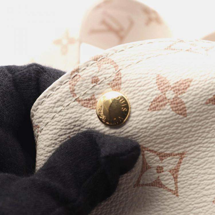 Pre Owned Louis Vuitton Atlantis GM Tote Bag  Monogram Canvas White Brown