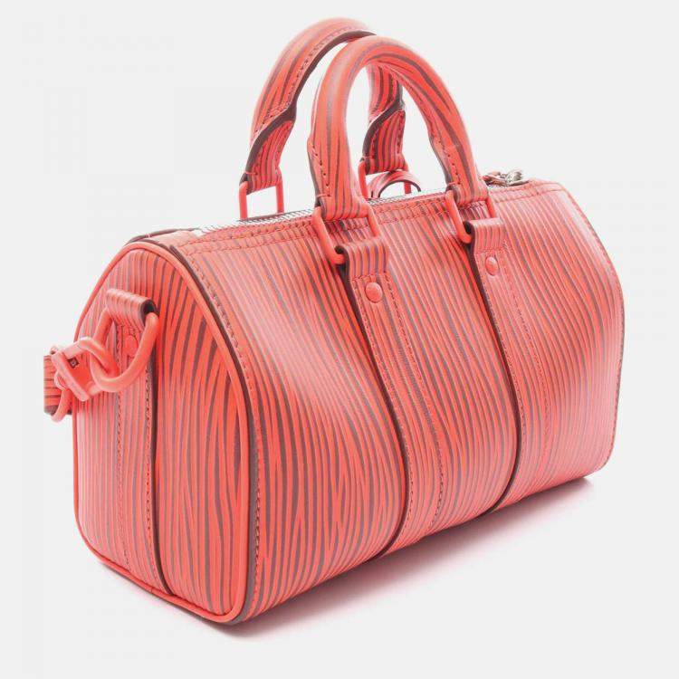 Pre Owned Louis Vuitton X Park Seo-Bo Keepall Bandouliere 25 Xl Handbag  Epi Red