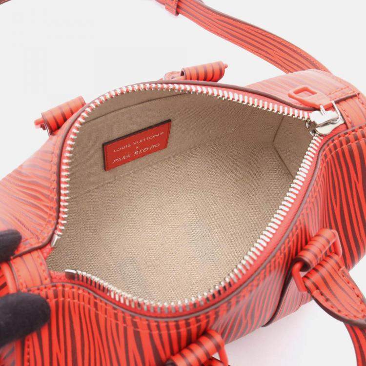 Pre Owned Louis Vuitton X Park Seo-Bo Keepall Bandouliere 25 Xl Handbag  Epi Red