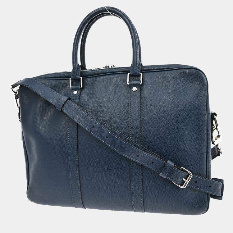 Pre Owned Louis Vuitton Blue Taiga Porte Document Voyage PM Handbag