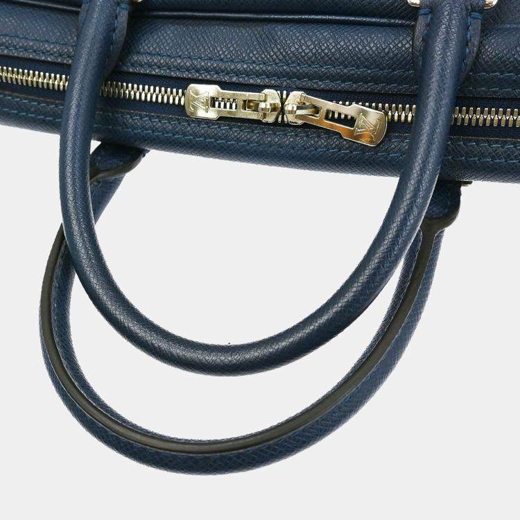Pre Owned Louis Vuitton Blue Taiga Porte Document Voyage PM Handbag