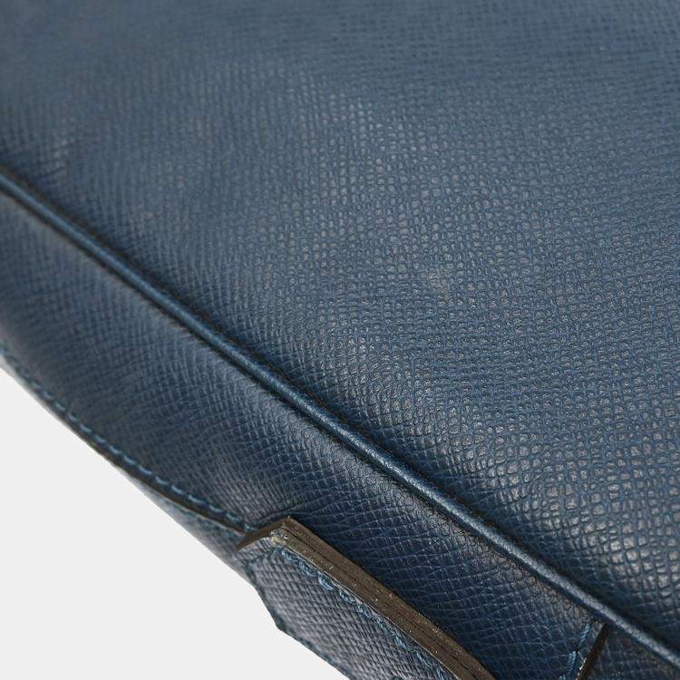 Pre Owned Louis Vuitton Blue Taiga Porte Document Voyage PM Handbag