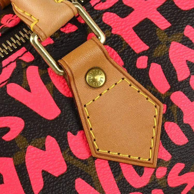 Pre Owned Louis Vuitton Brown/Pink Monogram Graffiti Speedy 30 Handbag
