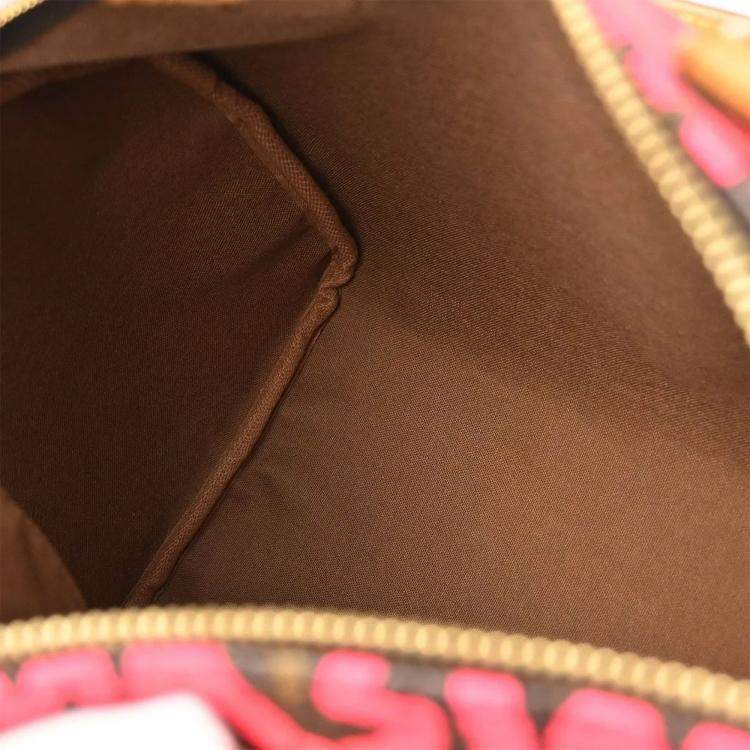 Pre Owned Louis Vuitton Brown/Pink Monogram Graffiti Speedy 30 Handbag