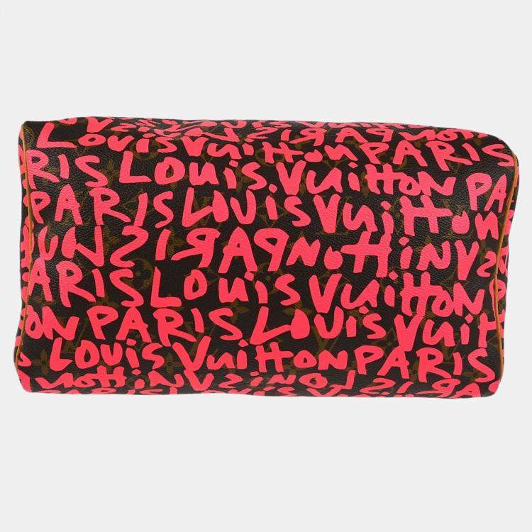 Pre Owned Louis Vuitton Brown/Pink Monogram Graffiti Speedy 30 Handbag