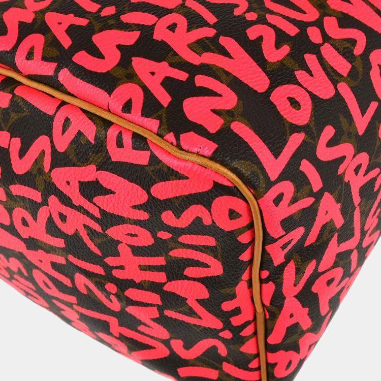Pre Owned Louis Vuitton Brown/Pink Monogram Graffiti Speedy 30 Handbag