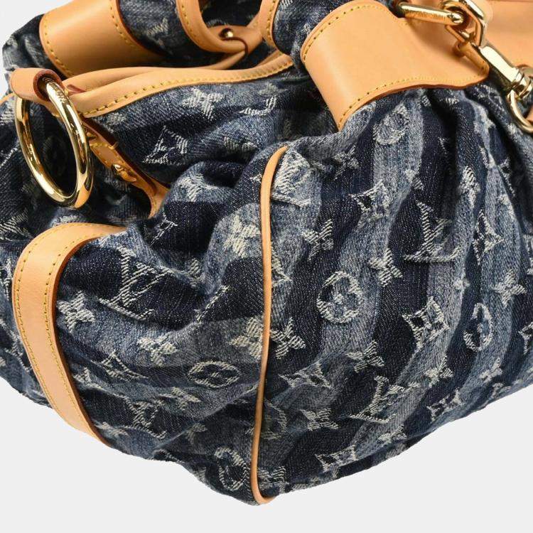 Pre Owned Louis Vuitton Blue Monogram Denim Cabas Raye GM 2way Tote