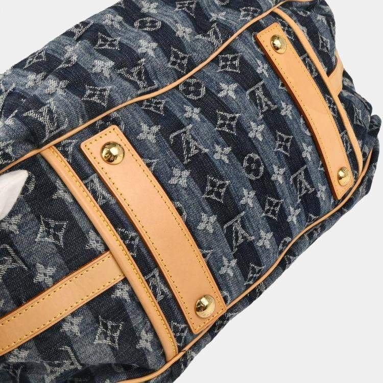 Pre Owned Louis Vuitton Blue Monogram Denim Cabas Raye GM 2way Tote