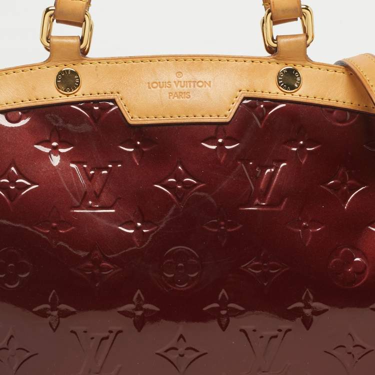 Pre Owned Louis Vuitton Rouge Fauviste Monogram Vernis Brea MM Bag