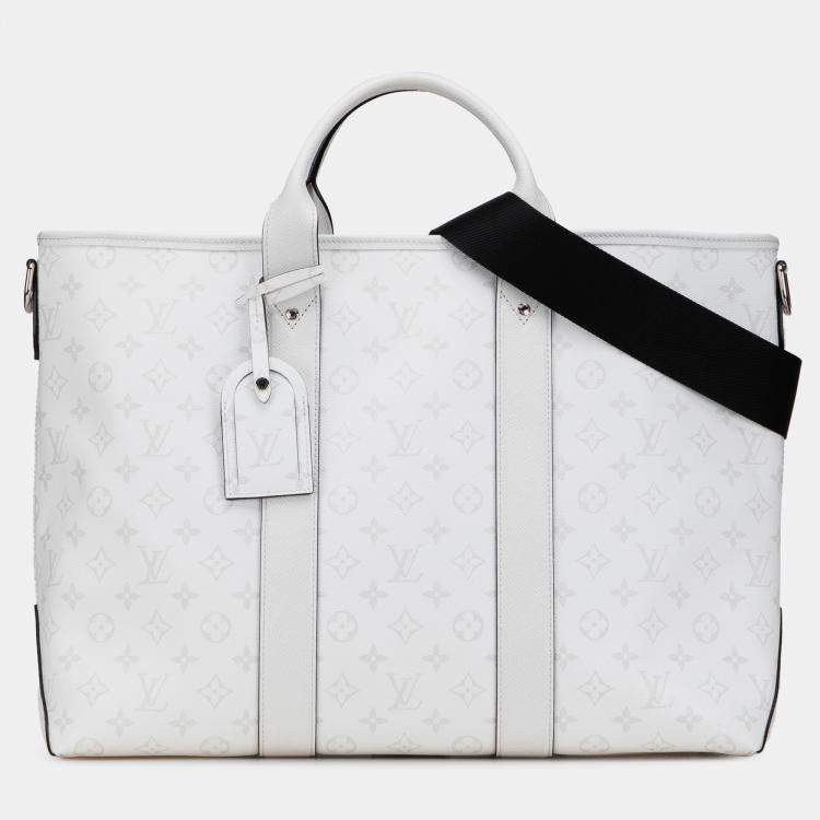 Pre Owned Louis Vuitton White Monogram Taigarama Weekend Tote