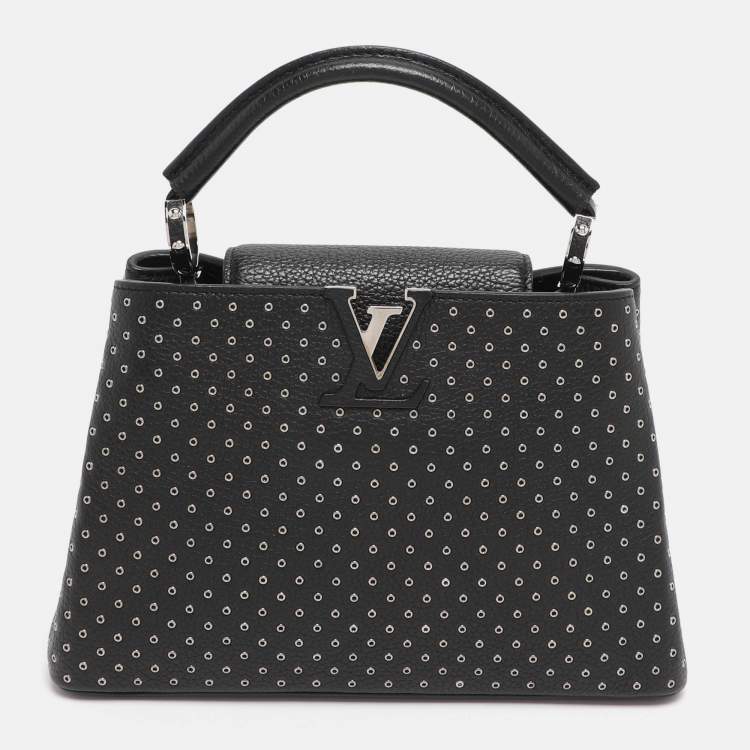 Pre Owned Louis Vuitton Black Taurillon Leather Grommet Capucines BB Bag