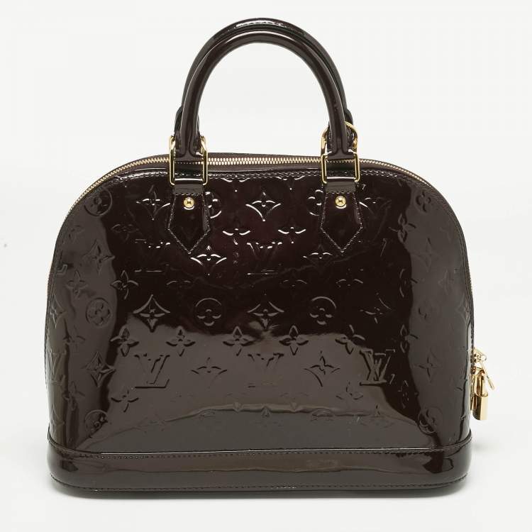 Pre Owned Louis Vuitton Amarante Monogram Vernis Alma PM Bag