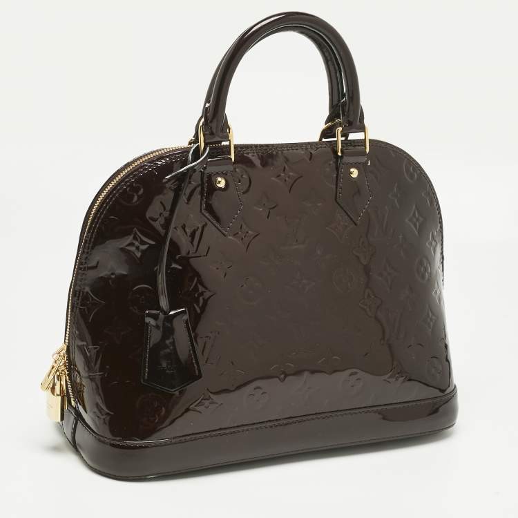 Pre Owned Louis Vuitton Amarante Monogram Vernis Alma PM Bag