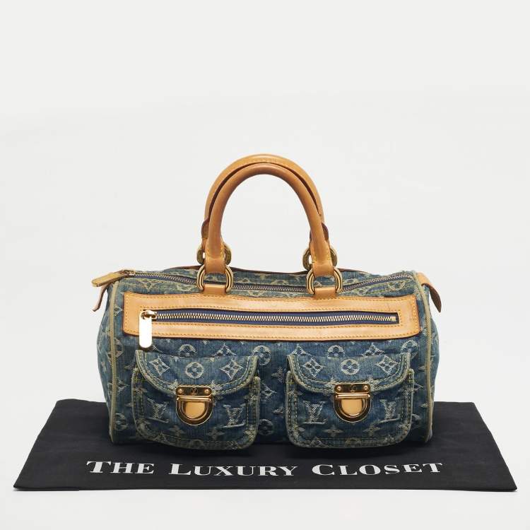 Pre Owned Louis Vuitton Blue Monogram Denim Neo Speedy Bag