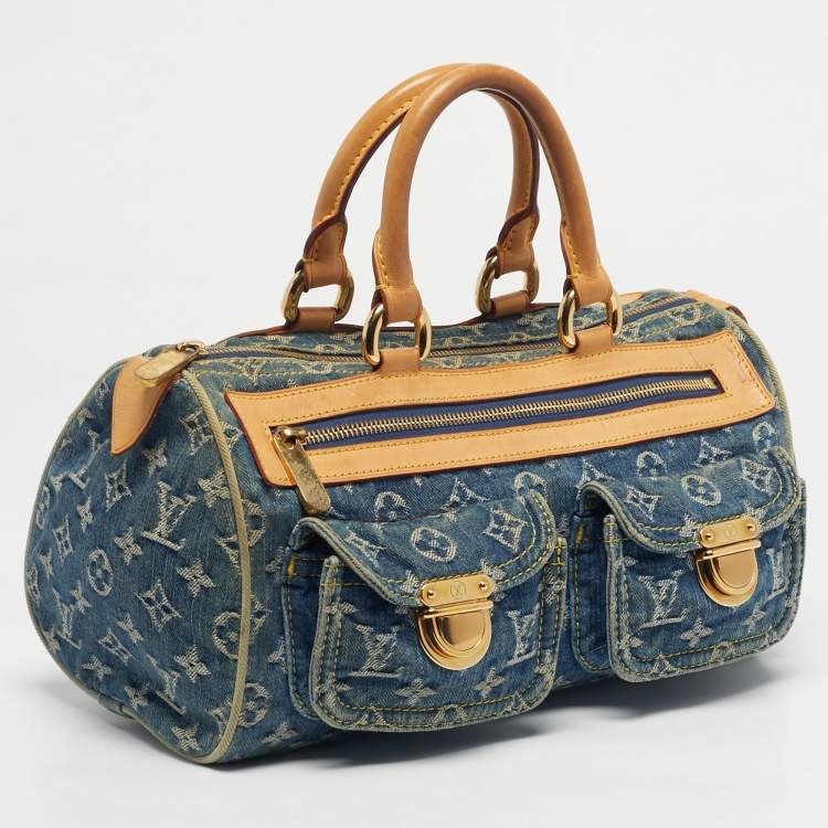 Pre Owned Louis Vuitton Blue Monogram Denim Neo Speedy Bag