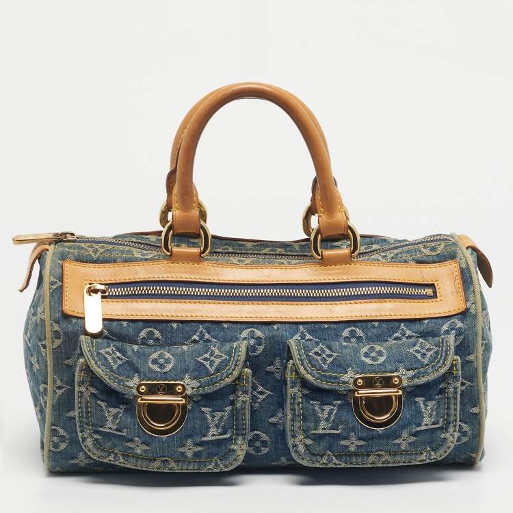 Pre Owned Louis Vuitton Blue Monogram Denim Neo Speedy Bag