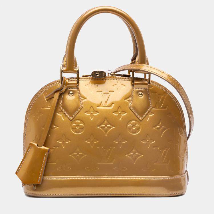 Pre Owned Louis Vuitton Gold Monogram Vernis Alma BB