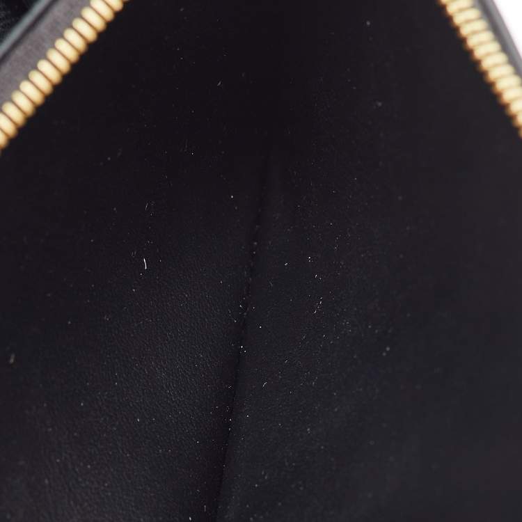 Pre Owned Louis Vuitton Navy Blue Flower Lace Leather Inlay Twist Wallet on Chain