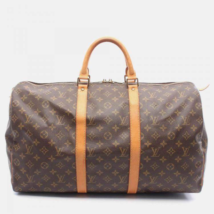 Pre Owned Louis Vuitton Keepall Brown Monogram Canvas Duffel Bag