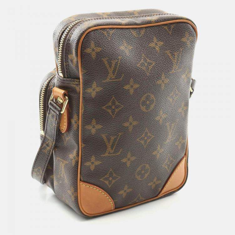 Pre Owned Louis Vuitton Amazon Brown Monogram Canvas Leather Crossbody Shoulder Bag