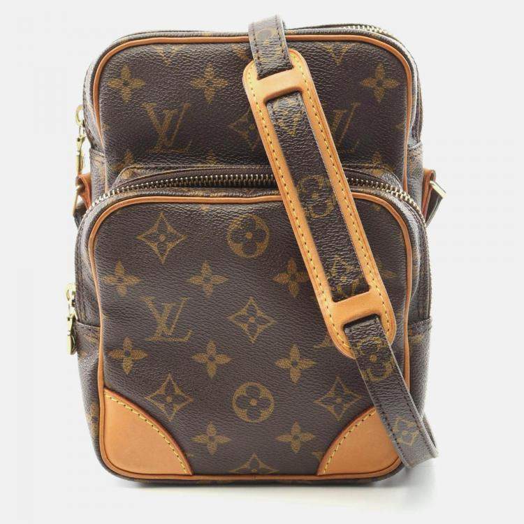Pre Owned Louis Vuitton Amazon Brown Monogram Canvas Leather Crossbody Shoulder Bag