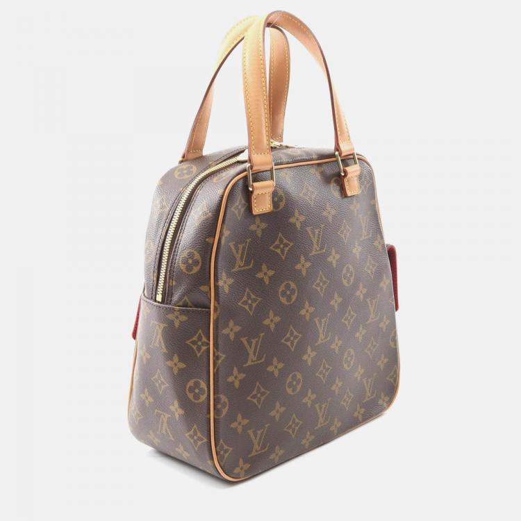 Pre Owned Louis Vuitton Excentri Cite Brown Monogram Canvas Leather Handbag