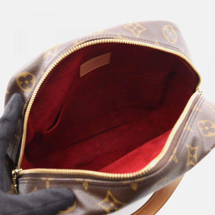 Pre Owned Louis Vuitton Excentri Cite Brown Monogram Canvas Leather Handbag