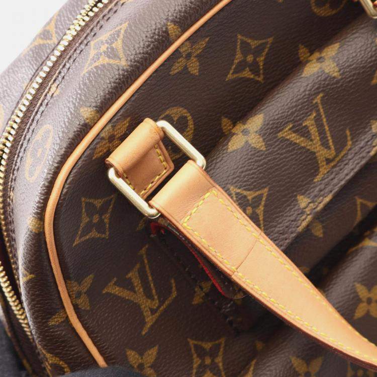 Pre Owned Louis Vuitton Excentri Cite Brown Monogram Canvas Leather Handbag