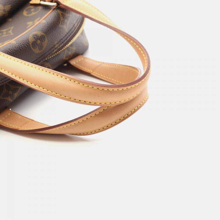 Pre Owned Louis Vuitton Excentri Cite Brown Monogram Canvas Leather Handbag