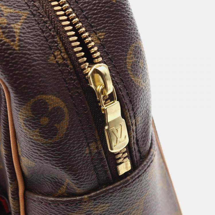 Pre Owned Louis Vuitton Excentri Cite Brown Monogram Canvas Leather Handbag