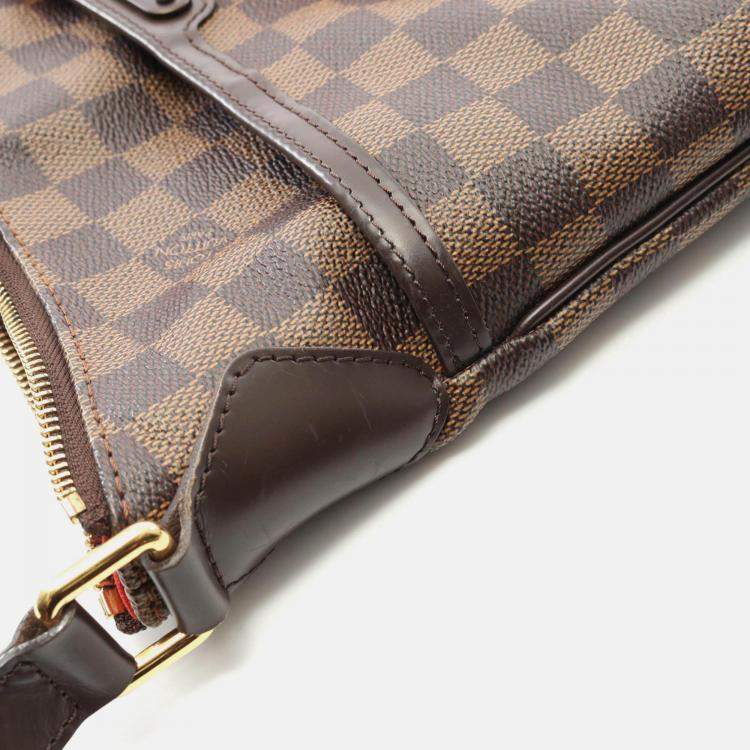 Pre Owned Louis Vuitton Bloomsbury Pm Shoulder Bag Damier Canvas Leather Ebene
