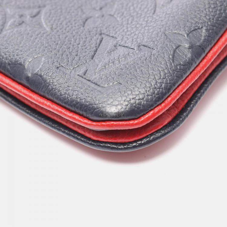 Pre Owned Louis Vuitton Pochette Double Zip Shoulder Bag Monogram Empreinte Red