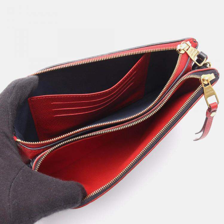 Pre Owned Louis Vuitton Pochette Double Zip Shoulder Bag Monogram Empreinte Red