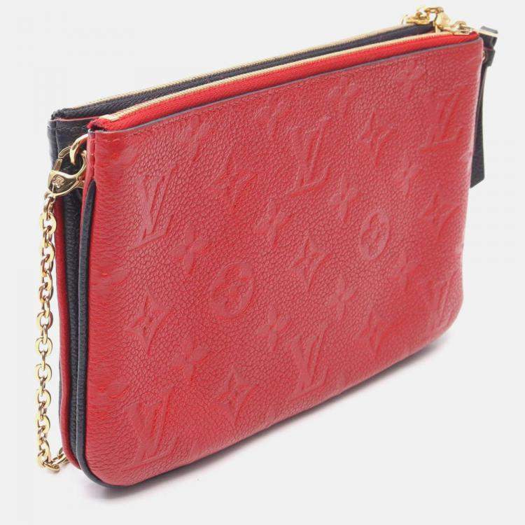 Pre Owned Louis Vuitton Pochette Double Zip Shoulder Bag Monogram Empreinte Red