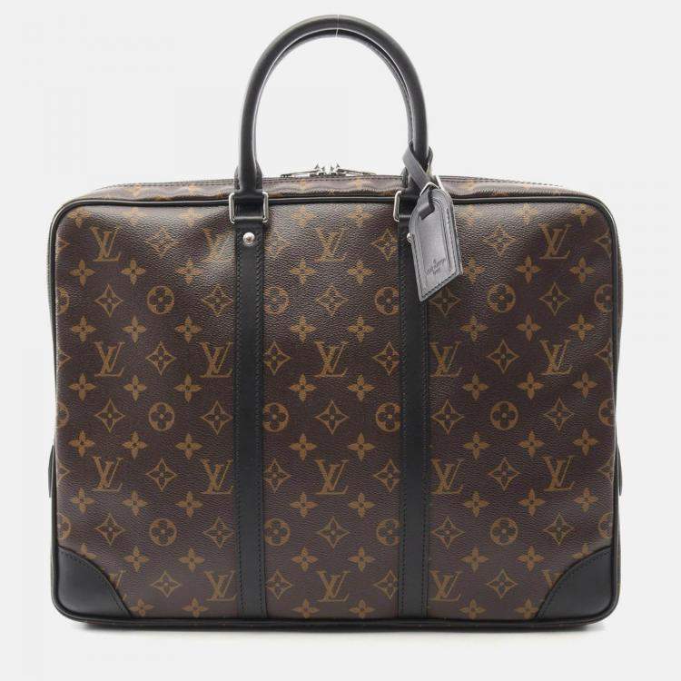 Pre Owned Louis Vuitton Porte-Documants Voyage Business Bag Monogram Macassar