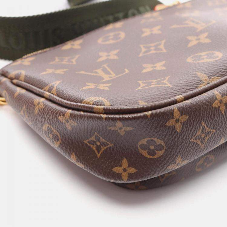 Pre Owned Louis Vuitton Multi Pochette Accessoires Shoulder Bag Monogram Khaki