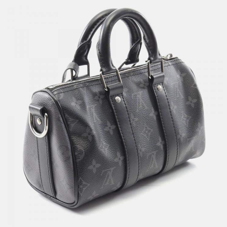 Pre Owned Louis Vuitton Keepall Bandouliere 25 Handbag Monogram Eclipse Reverse