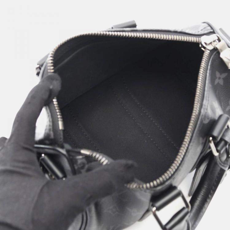 Pre Owned Louis Vuitton Keepall Bandouliere 25 Handbag Monogram Eclipse Reverse