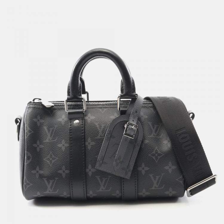 Pre Owned Louis Vuitton Keepall Bandouliere 25 Handbag Monogram Eclipse Reverse
