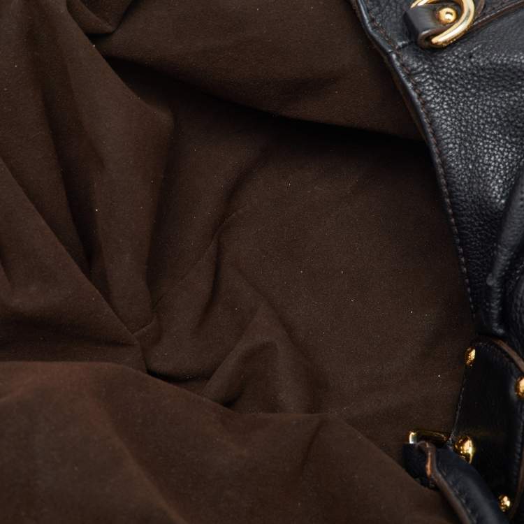 Pre Owned Louis Vuitton Black Monogram Mahina Leather Surya L Bag