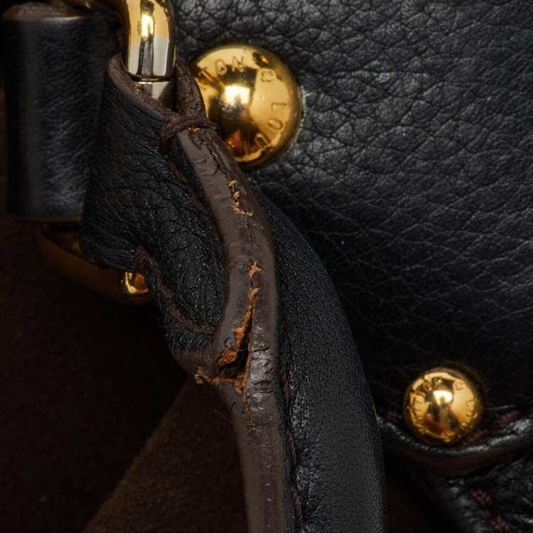Pre Owned Louis Vuitton Black Monogram Mahina Leather Surya L Bag